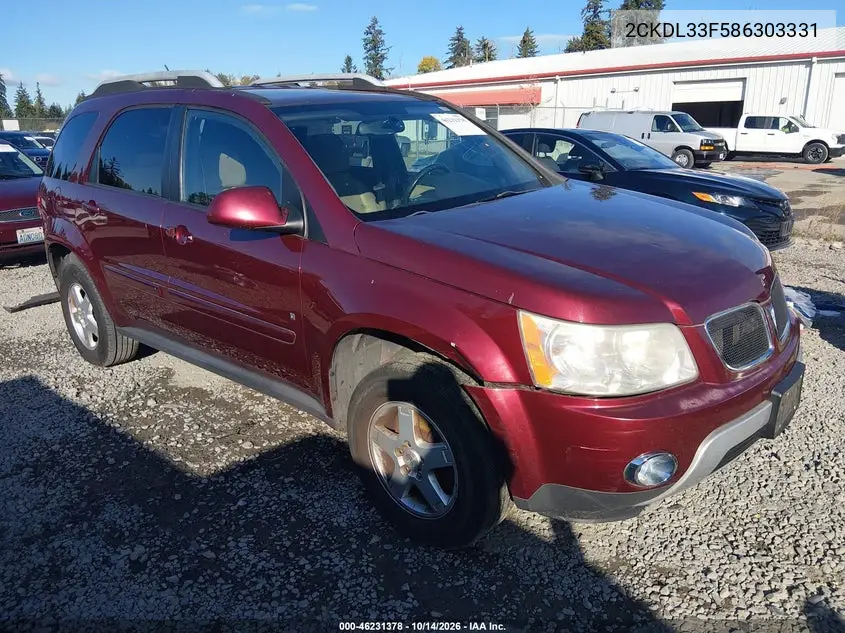 PONTIAC TORRENT 2008, VIN 2CKDL33F586303331