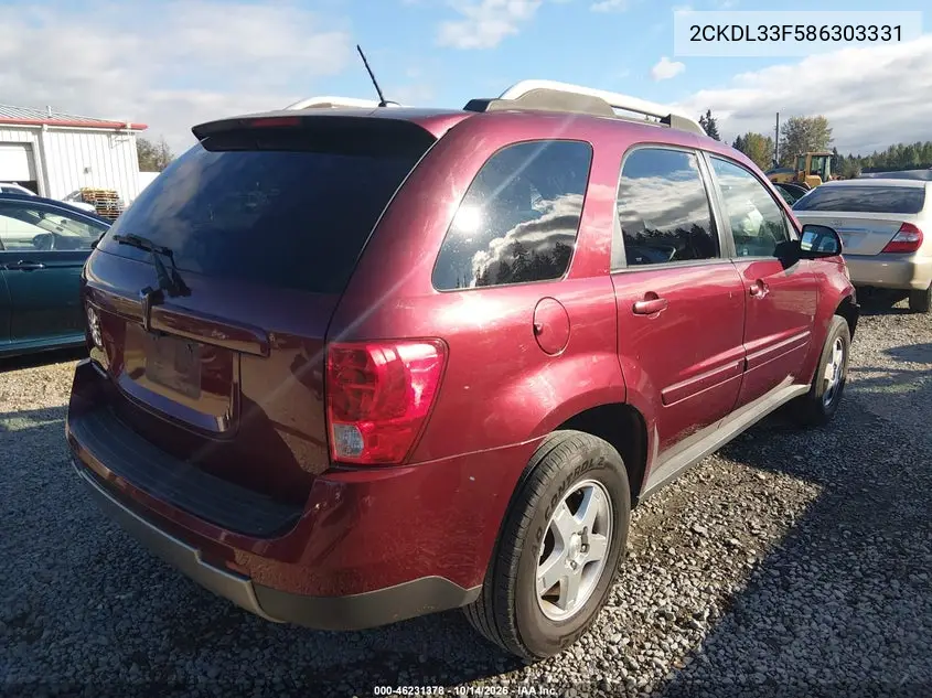 2008 PONTIAC TORRENT VIN 2CKDL33F586303331 — фото 4