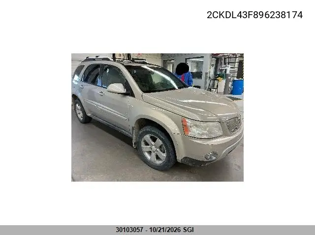 PONTIAC TORRENT 2009, VIN 2CKDL43F896238174