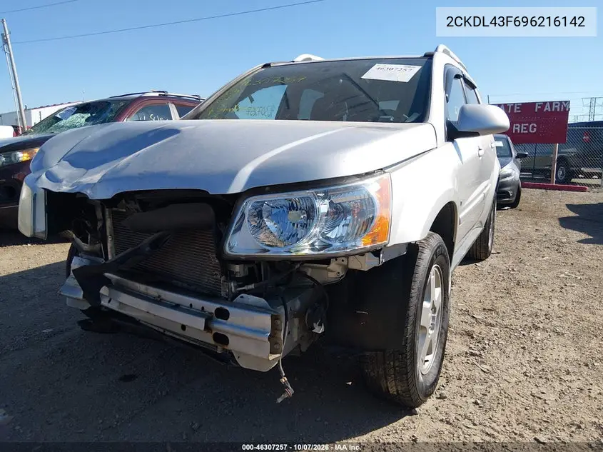 2009 PONTIAC TORRENT VIN 2CKDL43F696216142 — фото 2