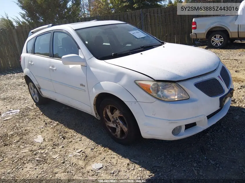 PONTIAC VIBE 2005, VIN 5Y2SM63885Z443016