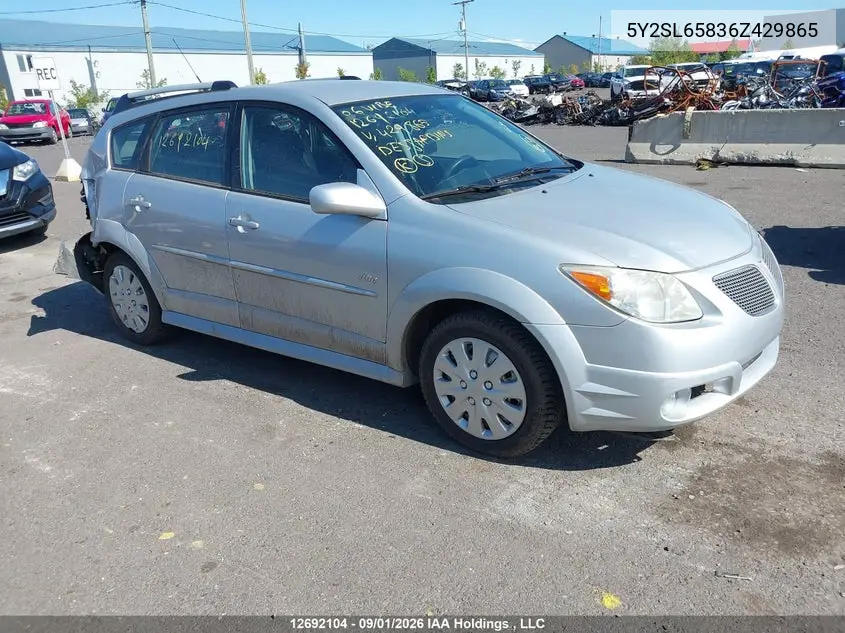 PONTIAC VIBE 2006, VIN 5Y2SL65836Z429865
