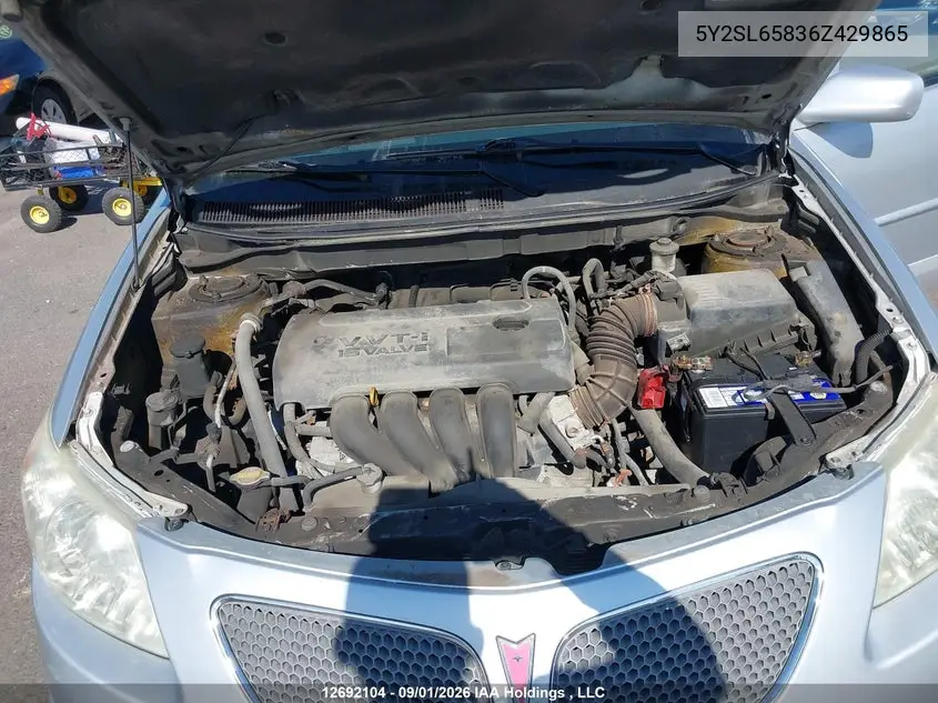2006 PONTIAC VIBE VIN 5Y2SL65836Z429865 — фото 10