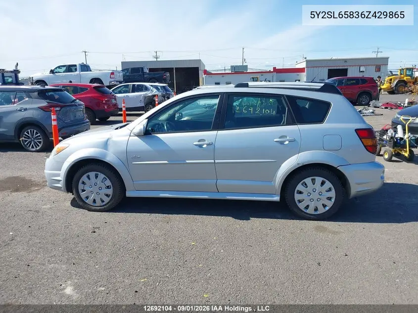 2006 PONTIAC VIBE VIN 5Y2SL65836Z429865 — фото 14