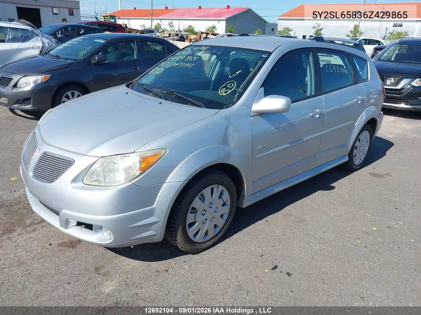 2006 PONTIAC VIBE VIN 5Y2SL65836Z429865 — фото 2