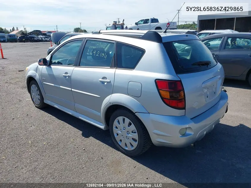 2006 PONTIAC VIBE VIN 5Y2SL65836Z429865 — фото 3