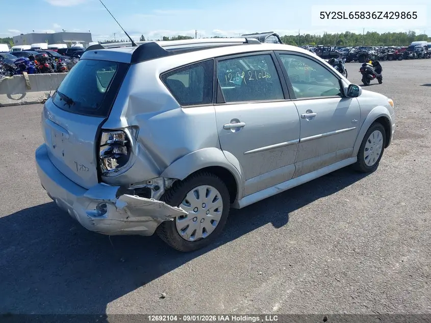 2006 PONTIAC VIBE VIN 5Y2SL65836Z429865 — фото 4