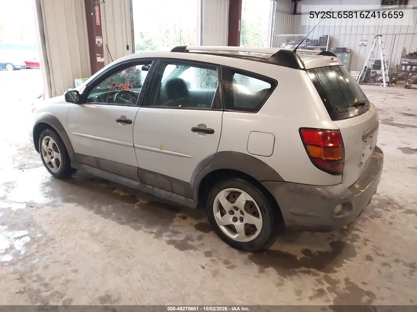 2006 PONTIAC VIBE VIN 5Y2SL65816Z416659 — фото 3