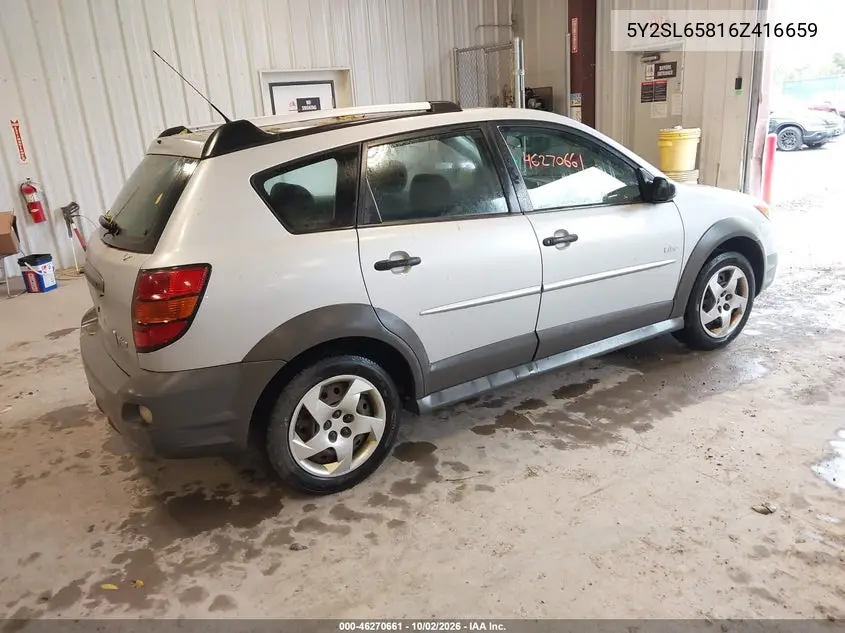 2006 PONTIAC VIBE VIN 5Y2SL65816Z416659 — фото 4