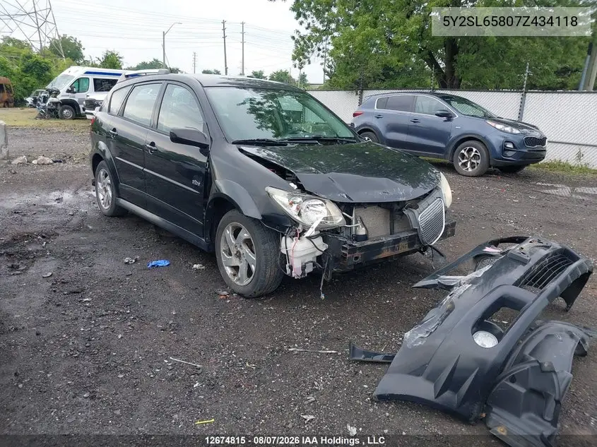 PONTIAC VIBE 2007, VIN 5Y2SL65807Z434118