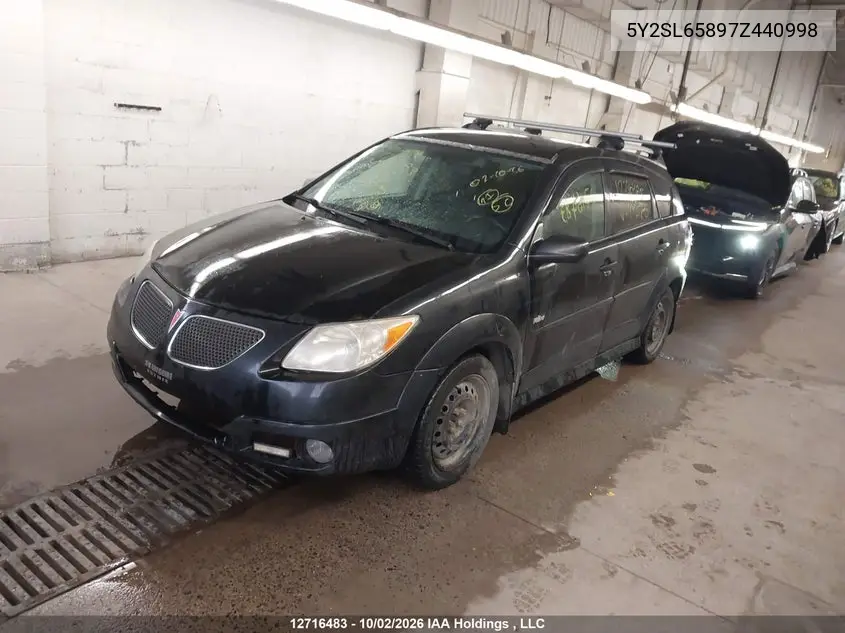 2007 PONTIAC VIBE VIN 5Y2SL65897Z440998 — фото 2