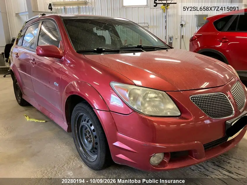PONTIAC VIBE 2007, VIN 5Y2SL658X7Z415091