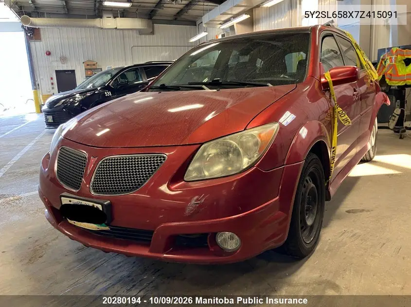 2007 PONTIAC VIBE VIN 5Y2SL658X7Z415091 — фото 2