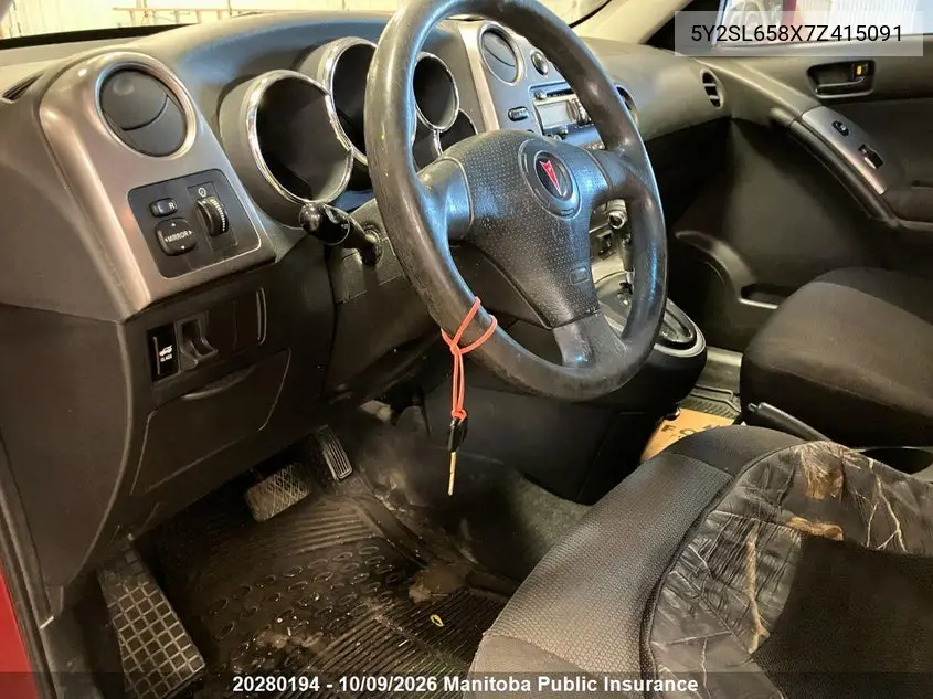 2007 PONTIAC VIBE VIN 5Y2SL658X7Z415091 — фото 5