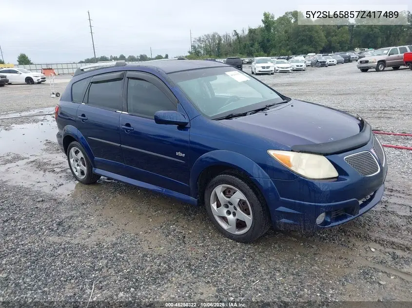 PONTIAC VIBE 2007, VIN 5Y2SL65857Z417489