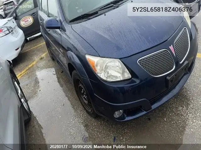 PONTIAC VIBE 2008, VIN 5Y2SL65818Z406376