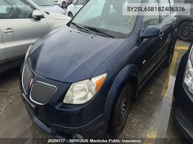 2008 PONTIAC VIBE VIN 5Y2SL65818Z406376 — фото 2