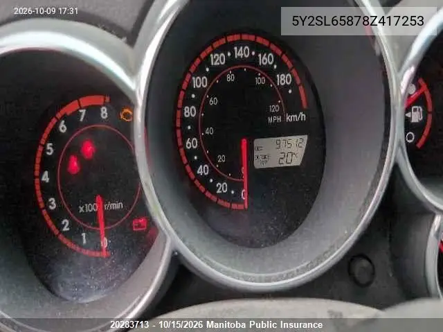 2008 PONTIAC VIBE VIN 5Y2SL65878Z417253 — фото 6