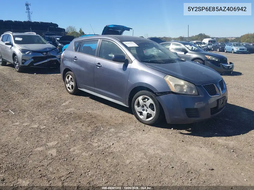 PONTIAC VIBE 2010, VIN 5Y2SP6E85AZ406942