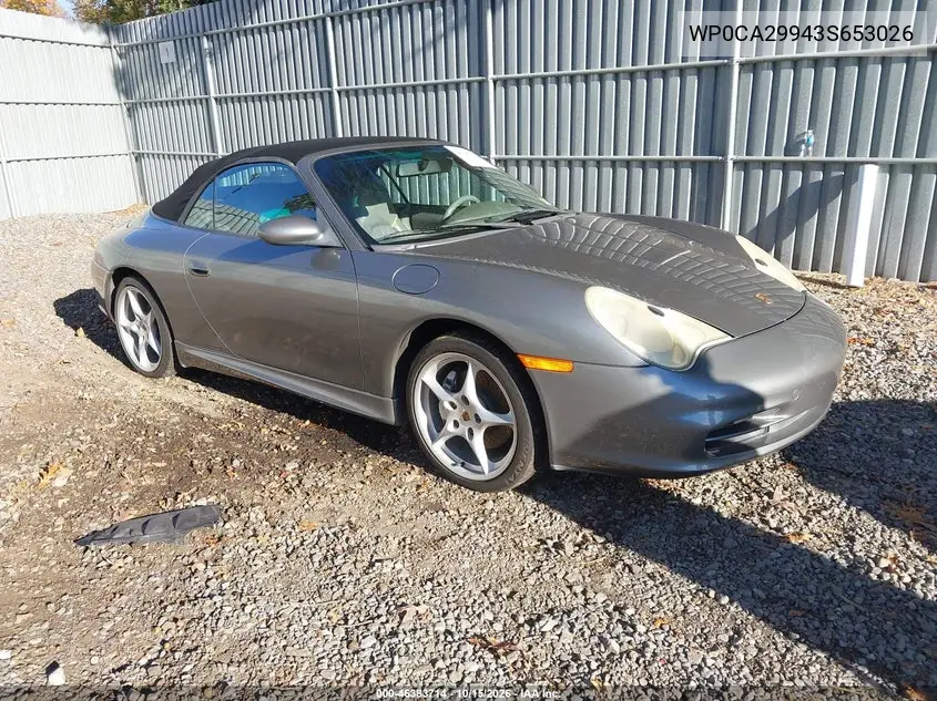 PORSCHE 911 2003, VIN WP0CA29943S653026