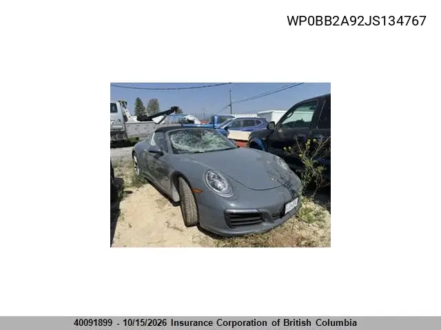 PORSCHE 911 2018, VIN WP0BB2A92JS134767