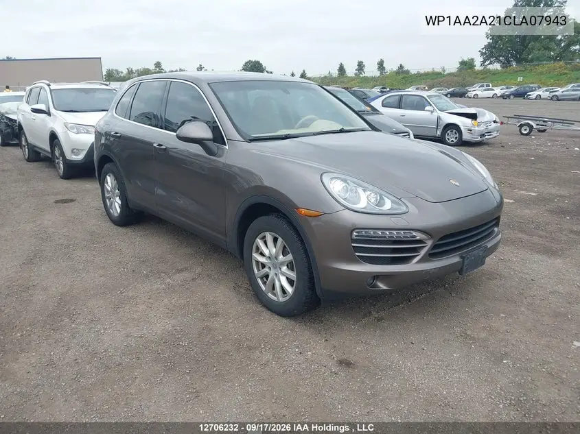 PORSCHE CAYENNE 2012, VIN WP1AA2A21CLA07943