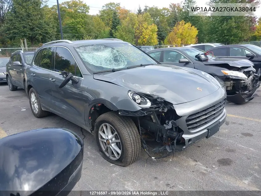 PORSCHE CAYENNE 2016, VIN WP1AA2A27GKA38044