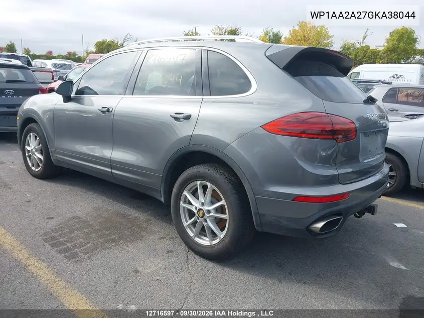 2016 PORSCHE CAYENNE VIN WP1AA2A27GKA38044 — фото 3