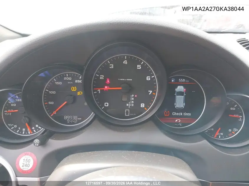 2016 PORSCHE CAYENNE VIN WP1AA2A27GKA38044 — фото 7