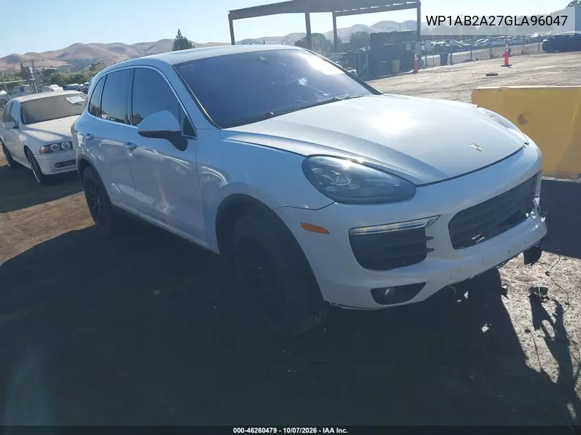 PORSCHE CAYENNE 2016, VIN WP1AB2A27GLA96047