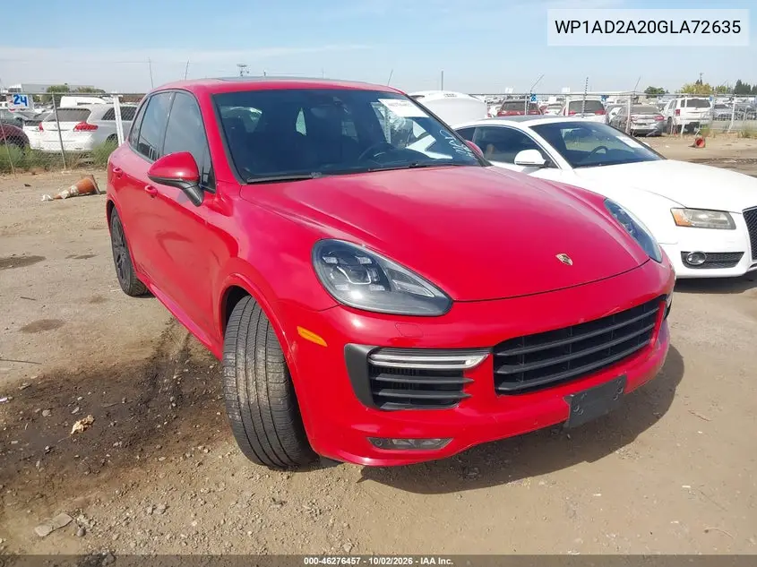 PORSCHE CAYENNE 2016, VIN WP1AD2A20GLA72635