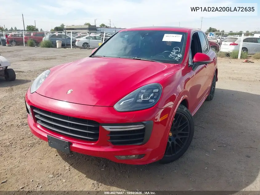 2016 PORSCHE CAYENNE VIN WP1AD2A20GLA72635 — фото 2