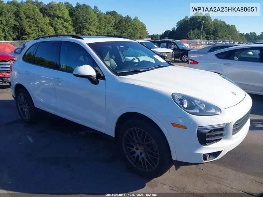 PORSCHE CAYENNE 2017, VIN WP1AA2A25HKA80651
