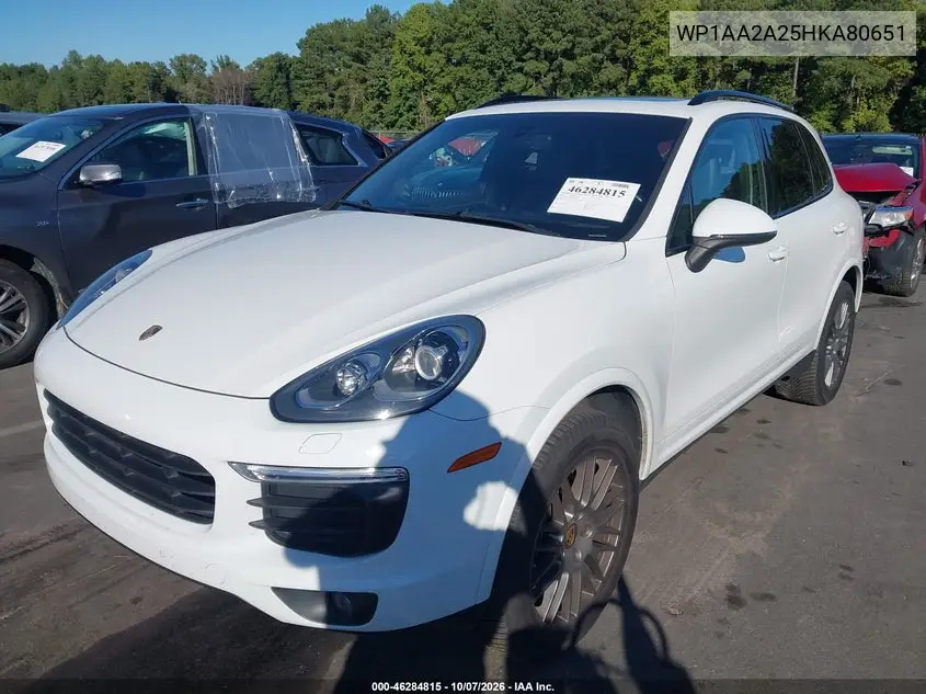 2017 PORSCHE CAYENNE VIN WP1AA2A25HKA80651 — фото 2