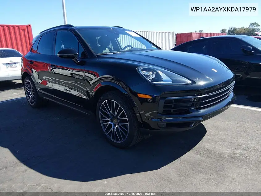 PORSCHE CAYENNE 2019, VIN WP1AA2AYXKDA17979