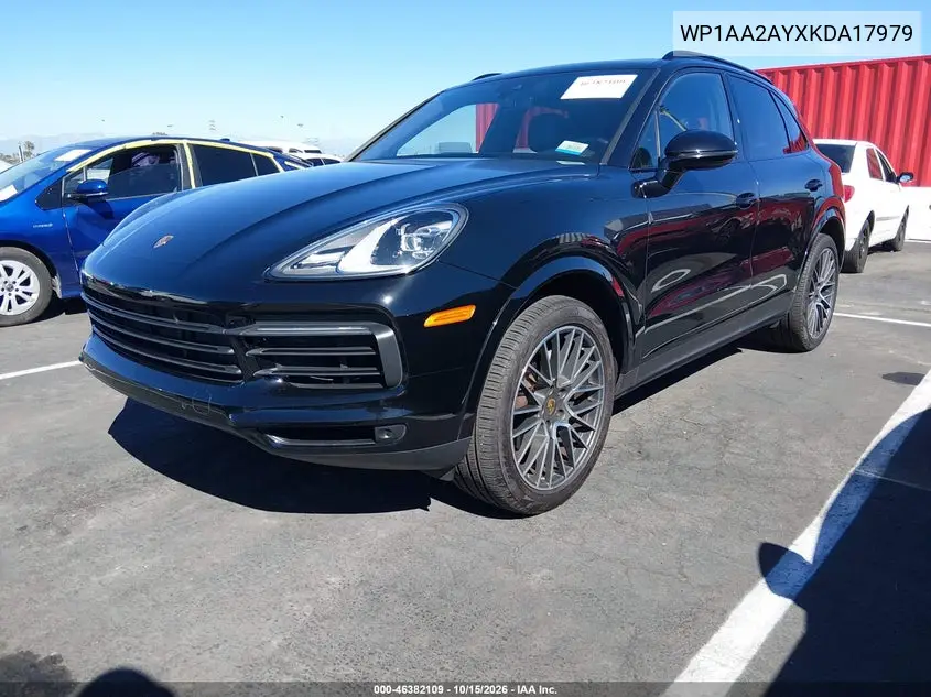 2019 PORSCHE CAYENNE VIN WP1AA2AYXKDA17979 — фото 2