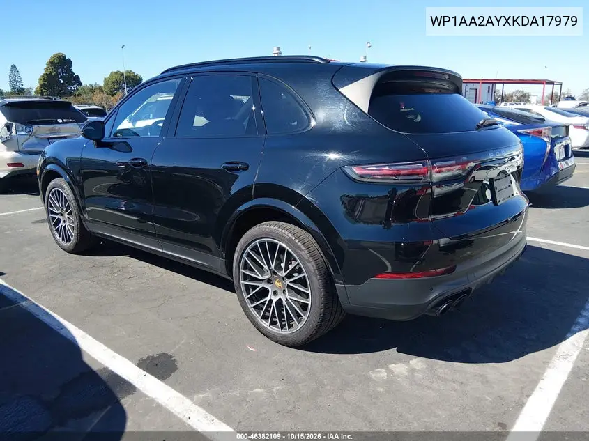 2019 PORSCHE CAYENNE VIN WP1AA2AYXKDA17979 — фото 3