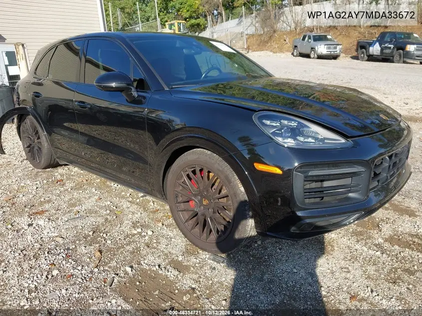PORSCHE CAYENNE 2021, VIN WP1AG2AY7MDA33672
