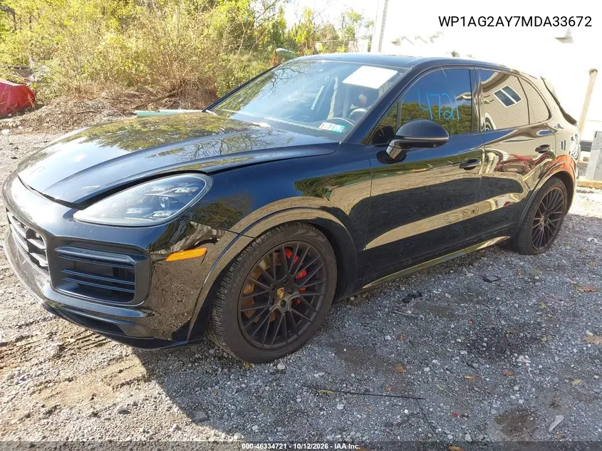 2021 PORSCHE CAYENNE VIN WP1AG2AY7MDA33672 — фото 2