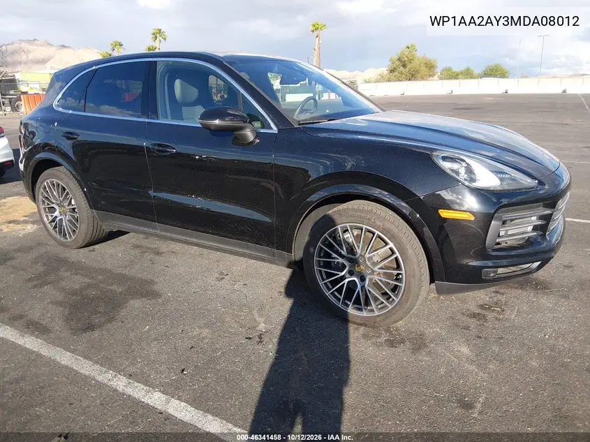 PORSCHE CAYENNE 2021, VIN WP1AA2AY3MDA08012