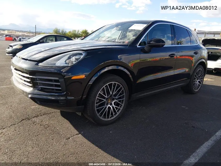 2021 PORSCHE CAYENNE VIN WP1AA2AY3MDA08012 — фото 2