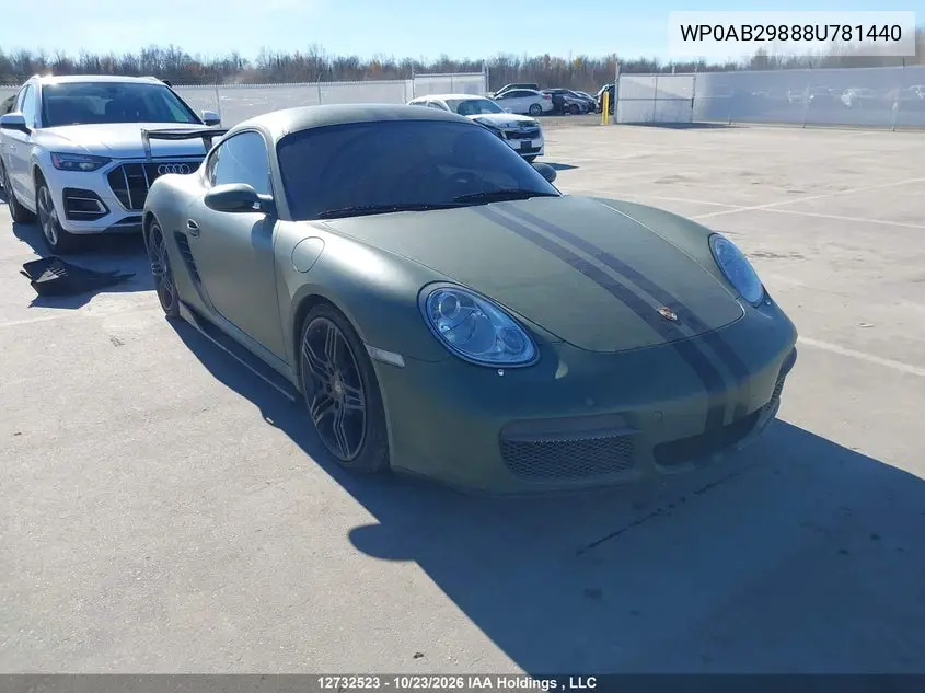 PORSCHE CAYMAN 2008, VIN WP0AB29888U781440