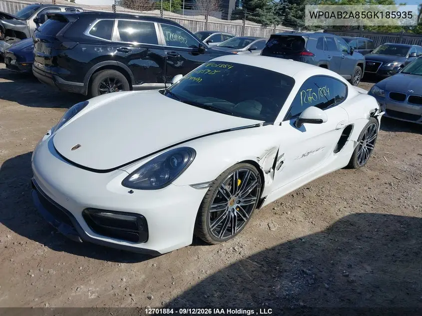 2016 PORSCHE CAYMAN VIN WP0AB2A85GK185935 — фото 2