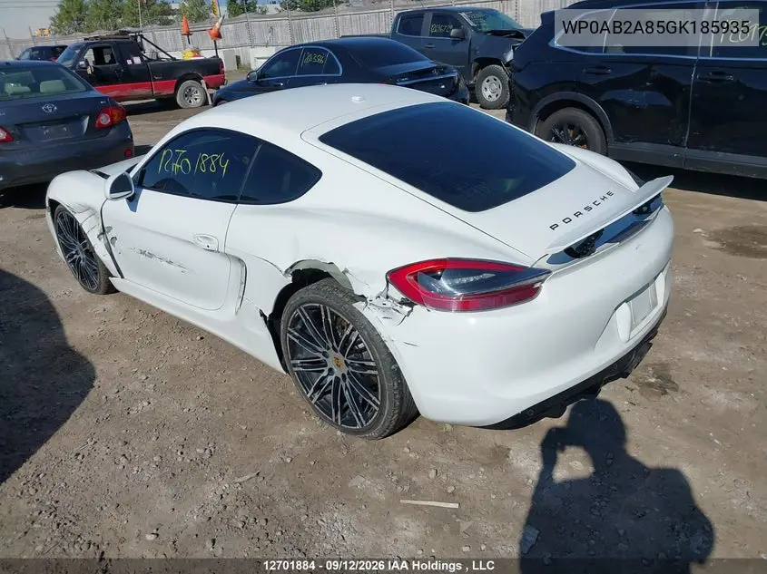 2016 PORSCHE CAYMAN VIN WP0AB2A85GK185935 — фото 3