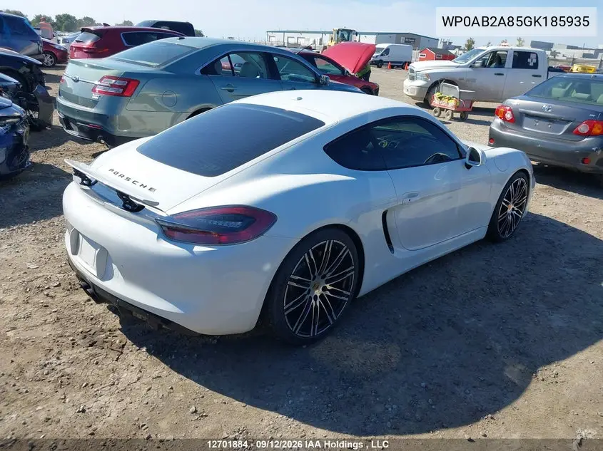 2016 PORSCHE CAYMAN VIN WP0AB2A85GK185935 — фото 4