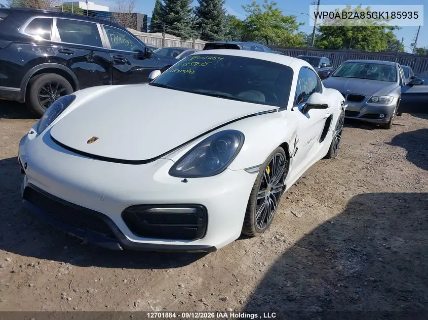 2016 PORSCHE CAYMAN VIN WP0AB2A85GK185935 — фото 6