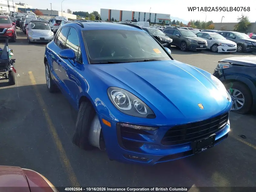 PORSCHE MACAN 2016, VIN WP1AB2A59GLB40768