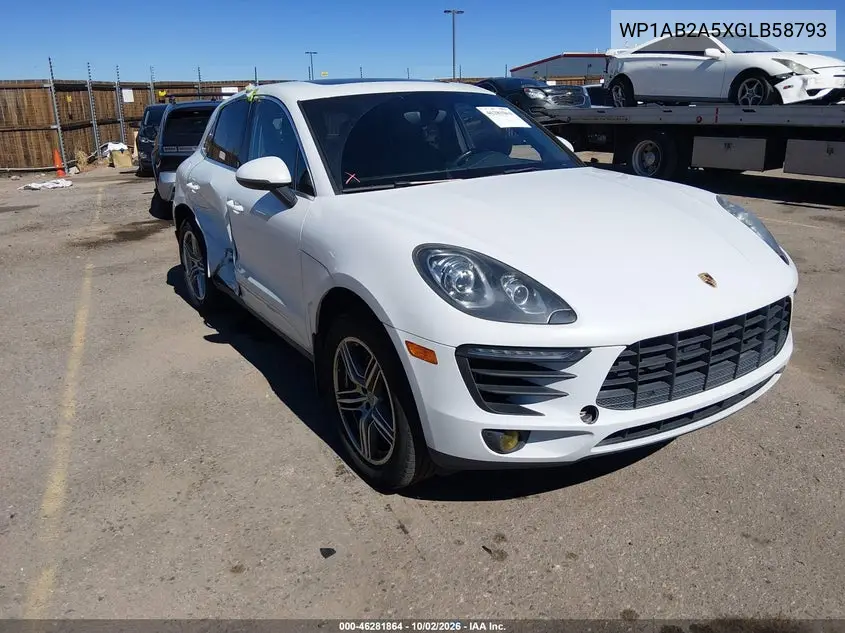 PORSCHE MACAN 2016, VIN WP1AB2A5XGLB58793
