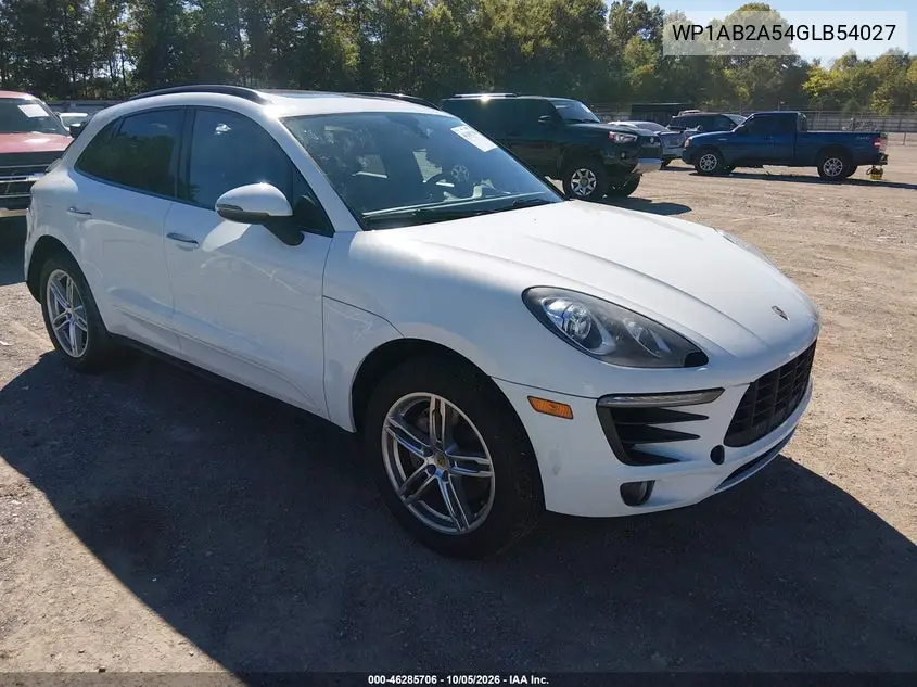 PORSCHE MACAN 2016, VIN WP1AB2A54GLB54027