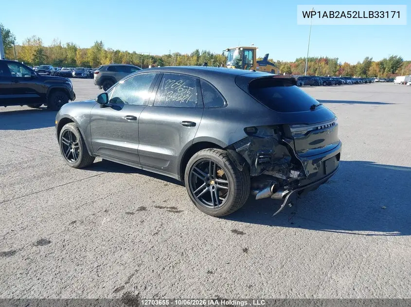 2020 PORSCHE MACAN VIN WP1AB2A52LLB33171 — фото 3
